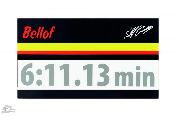 Stefan Bellof Aufkleber Rekordrunde 6:11.13 min silber 120 x 25 mm