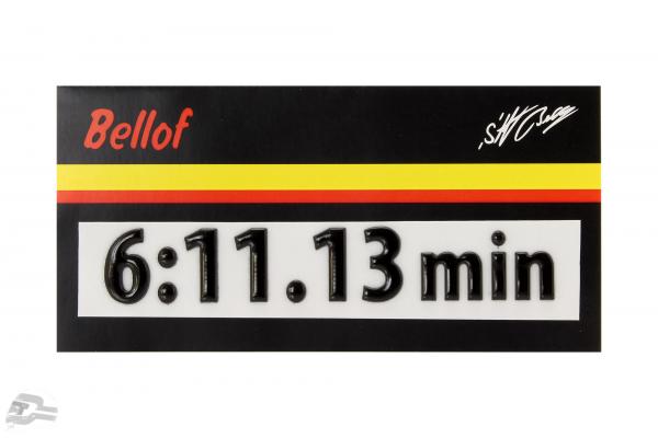 Stefan Bellof 3D Aufkleber Rekordrunde 6:11.13 min schwarz 120 x 25 mm