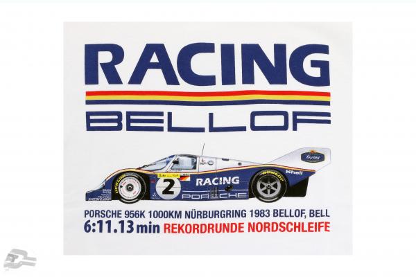 Stefan Bellof Porsche 956K T-Shirt Rekordrunde 6:11.13 min Nürburgring 1983 weiß